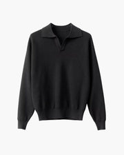 Textured Knit Polo Sweater